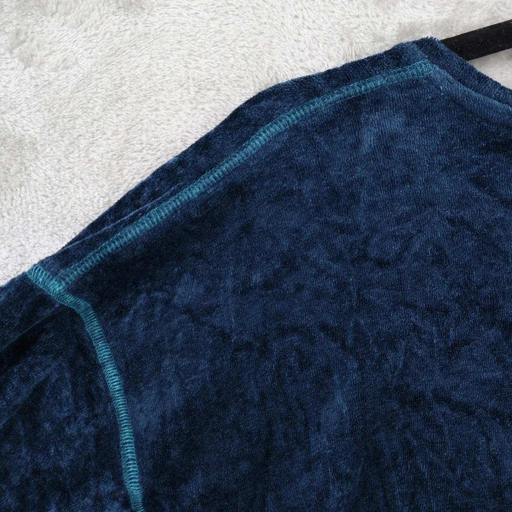 We The Free Luxe Crushed Velvet Tunic Top Women S Blue V-Neck Boho High-Low Swim